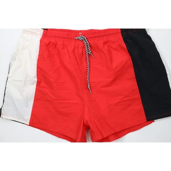 Deadstock Vintage 90s Streetwear Mens XL Sailing Color Block Lined Shorts Trunks
